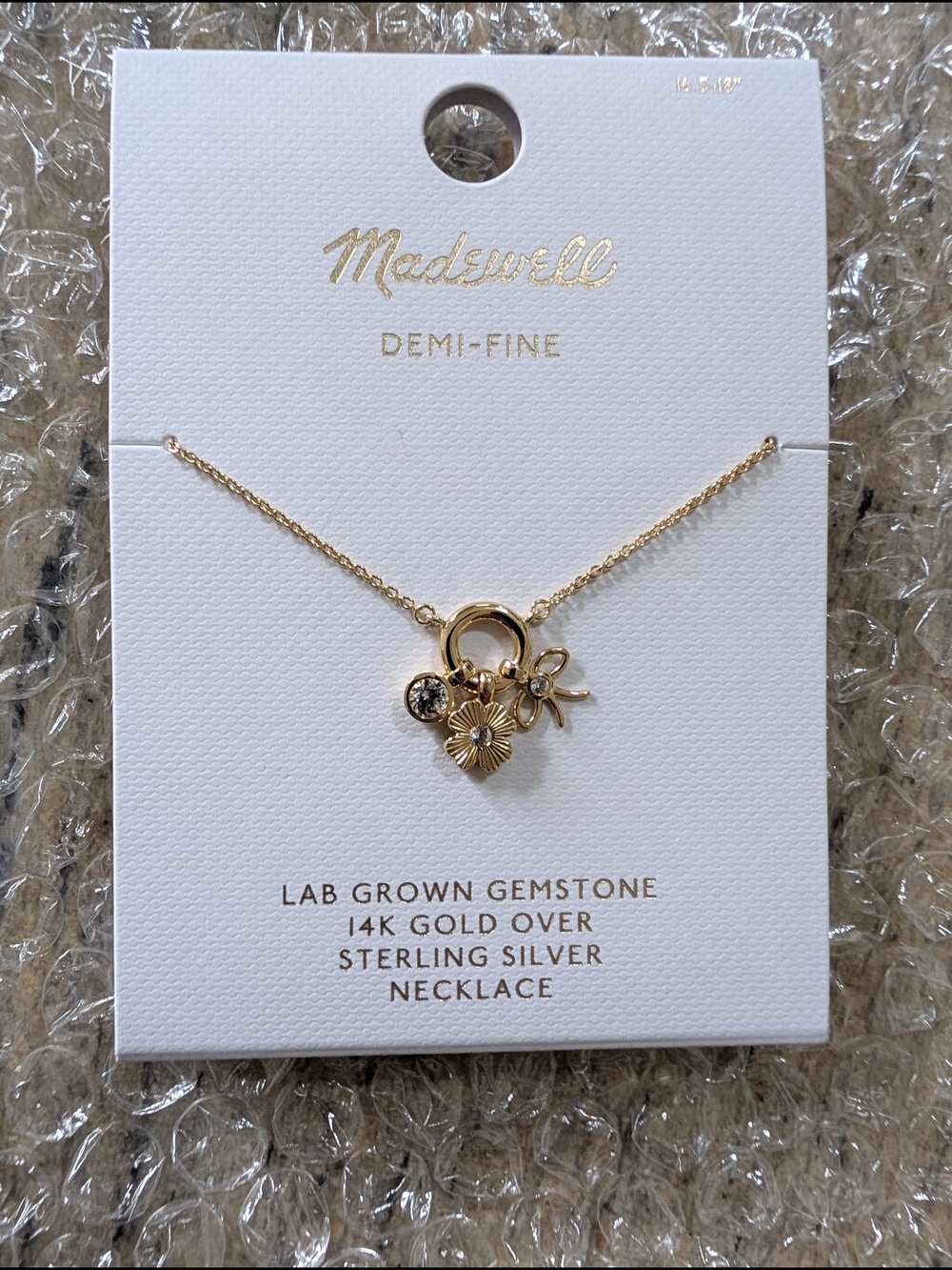 Madewell Gold Floral Charm Necklace - 14K Gold Over Sterling